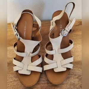 Franco Sarto Size 7.5 M Honduras Oyster Grey Leather Wedges New Womens Shoe